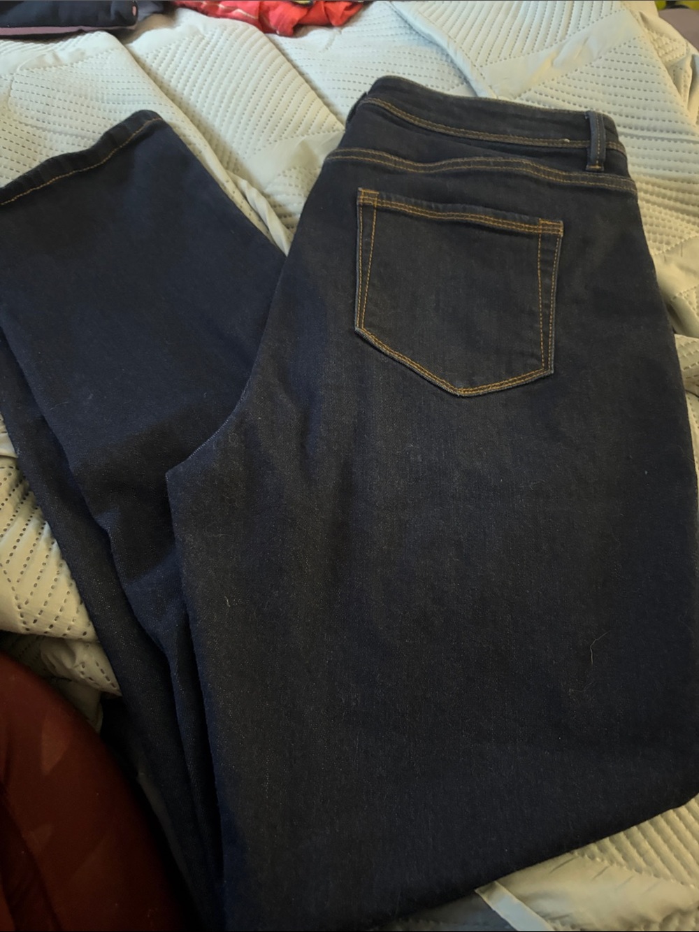 J. Jill High-Rise Straight-Leg Jeans in Dark Blue Denim